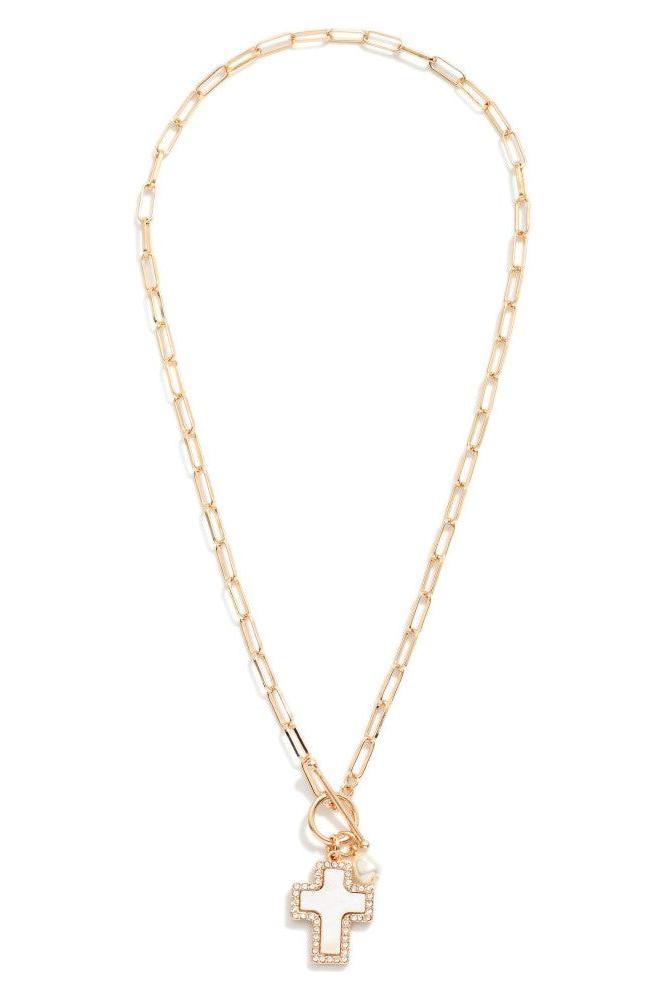 Paperclip Necklace with Cross Pendant