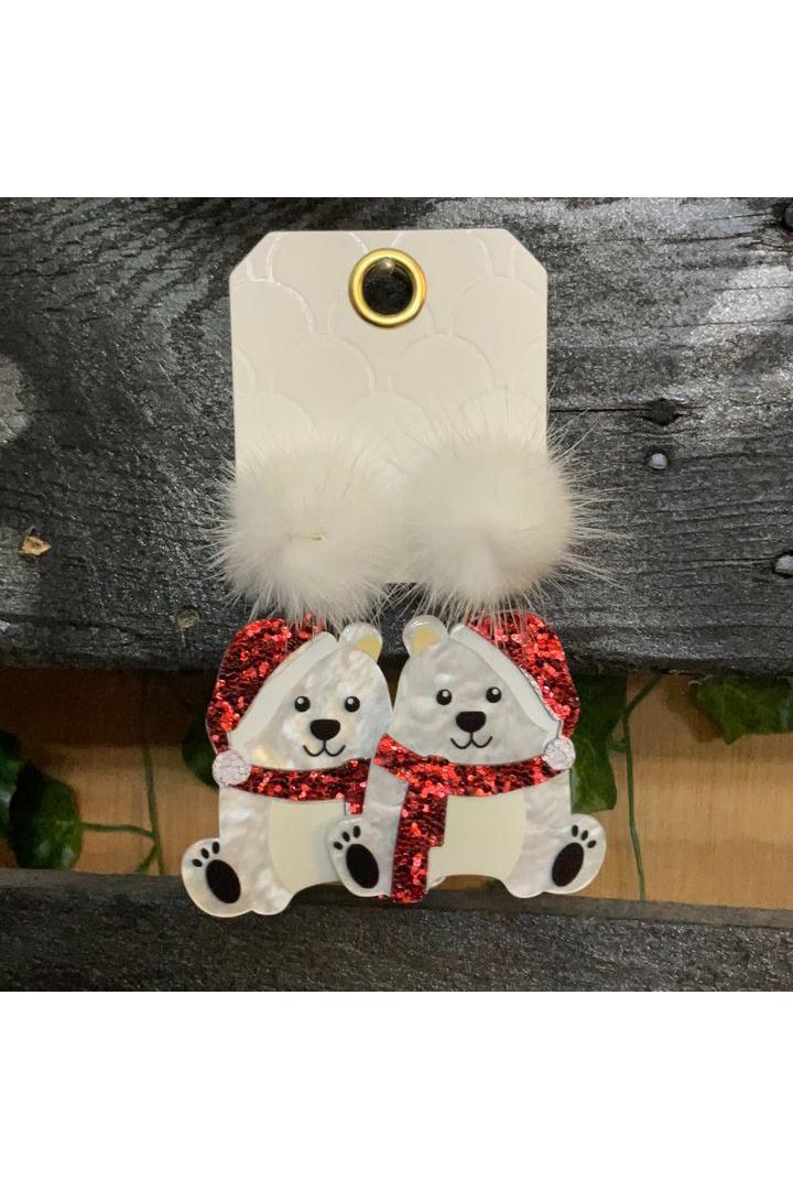 White Polar Bear Earrings - Vintage Dragonfly Boutique