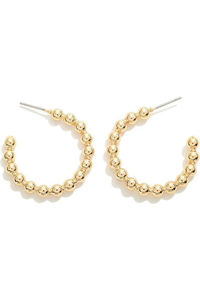 Gold Bead Hoop Earrings - Vintage Dragonfly Boutique
