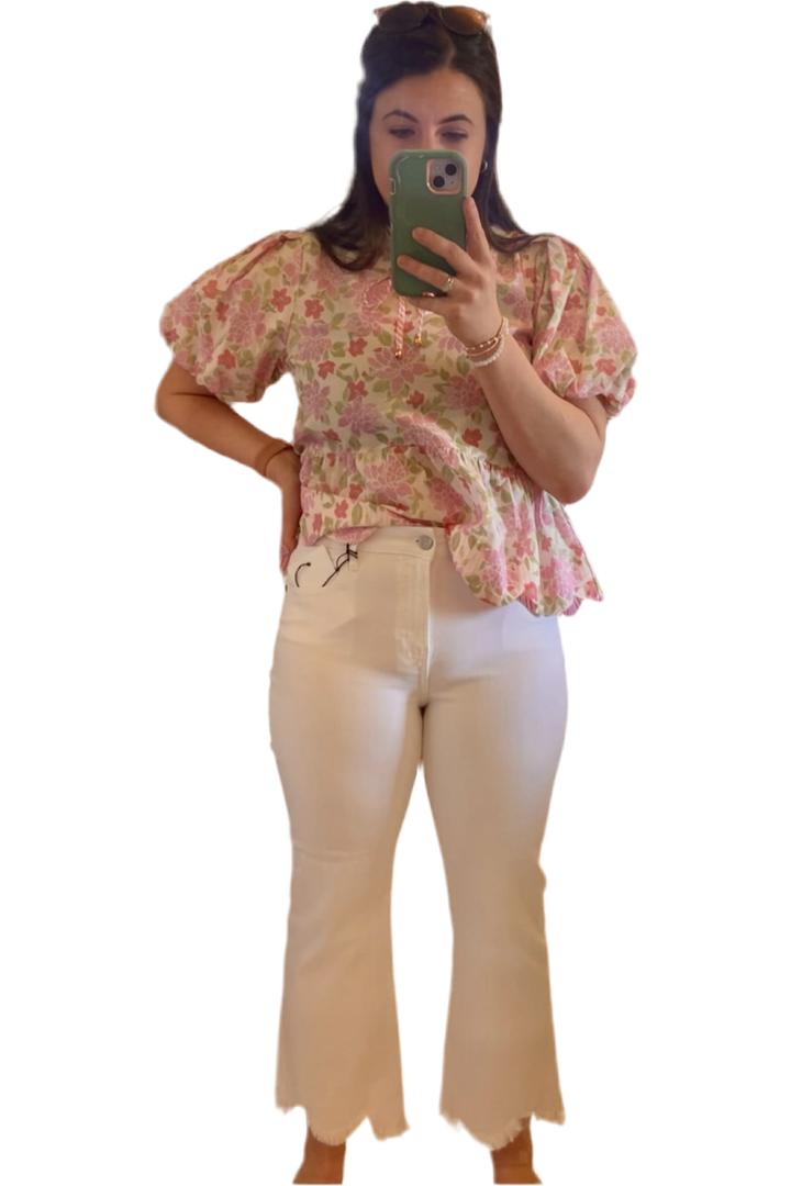 Hidden White Cropped Uneven Hem Jeans - Vintage Dragonfly Boutique