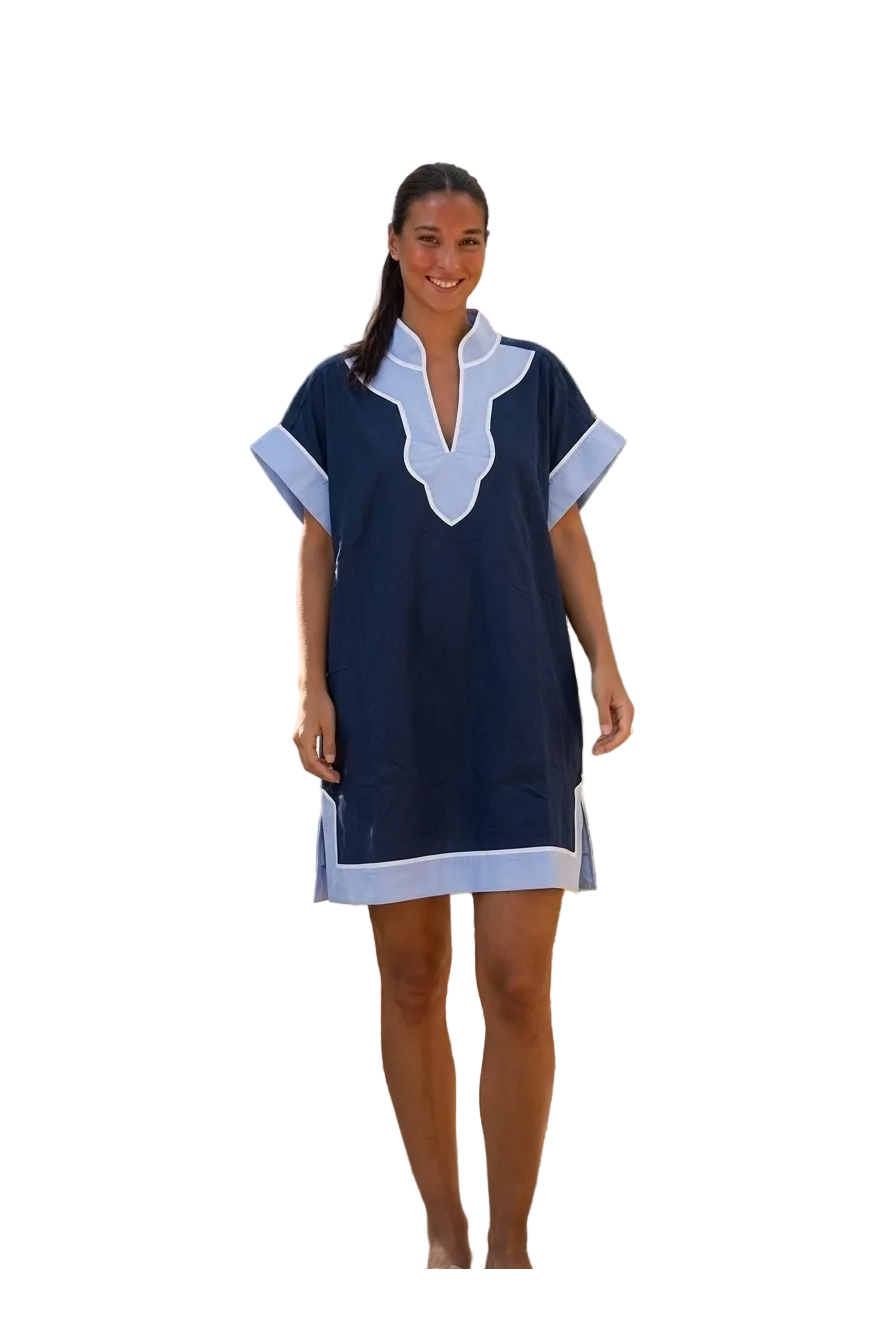 Entro Navy Contrast Trim Dress