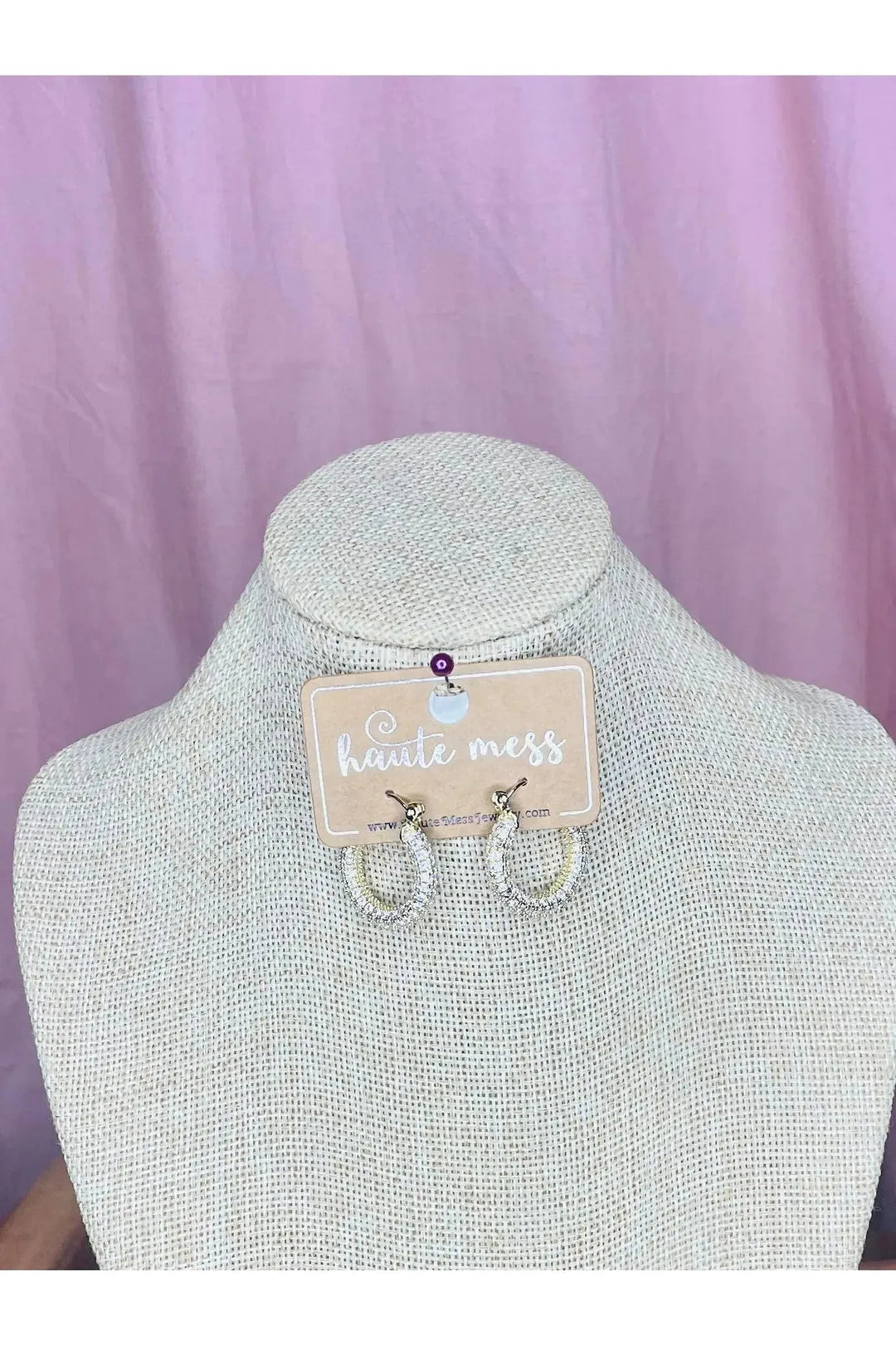 Pave Gold C-Style Hoop Earrings - Vintage Dragonfly Boutique
