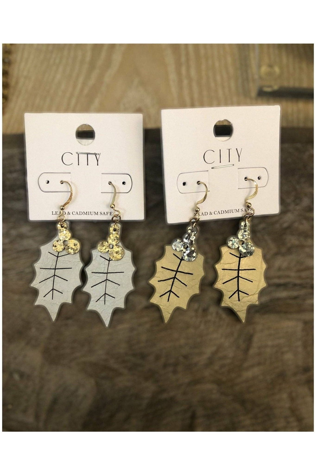Two Tone Mistletoe Drop Earrings - Vintage Dragonfly Boutique