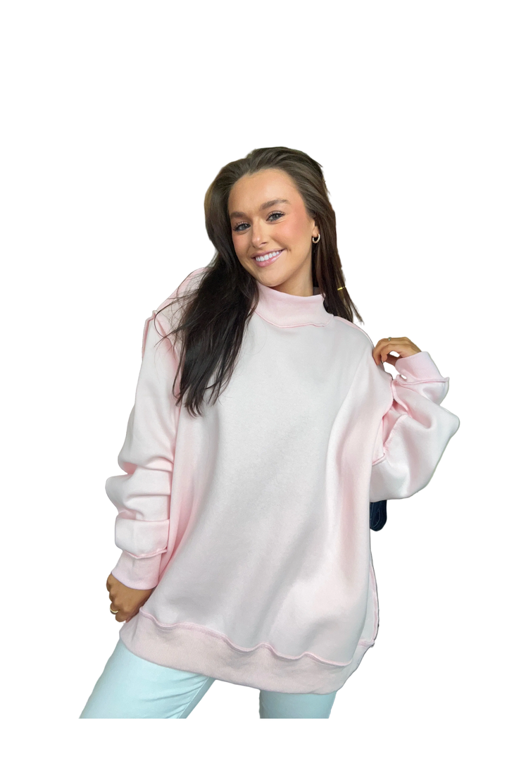 Bucketlist Reversible Mock Neck Sweatshirt – Ballet Pink - Vintage Dragonfly Boutique