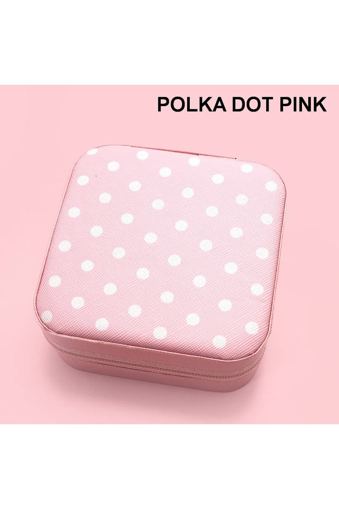 JOSSLYN by wall to wall - DESIGNED JEWELRY ORGANIZER TRAVEL BOX CASE | POLKA DOT PINK
