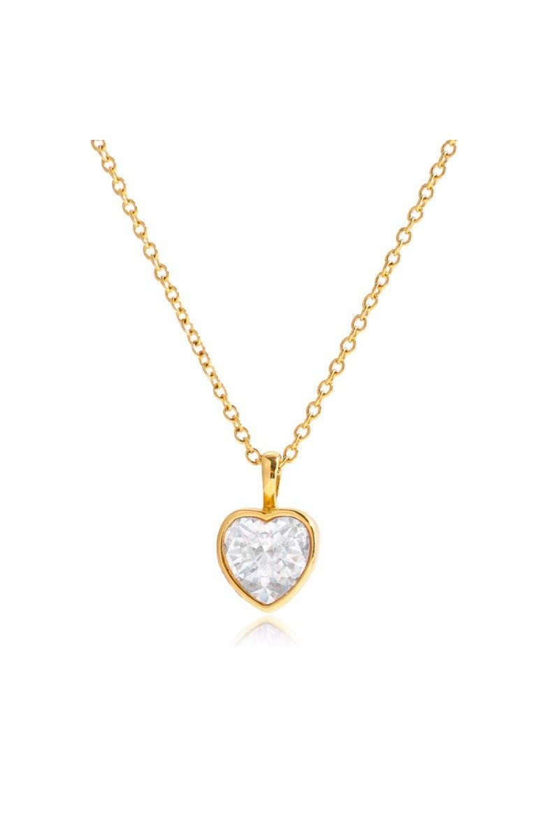 JOSSLYN by wall to wall - 18K STAINLESS STEEL TARNISH FREE SQUARE NECKLACE | Heart