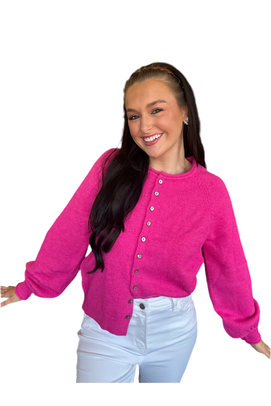 Women’s Button Front Cardigan – Long Sleeve Knit Sweater Top - Vintage Dragonfly Boutique
