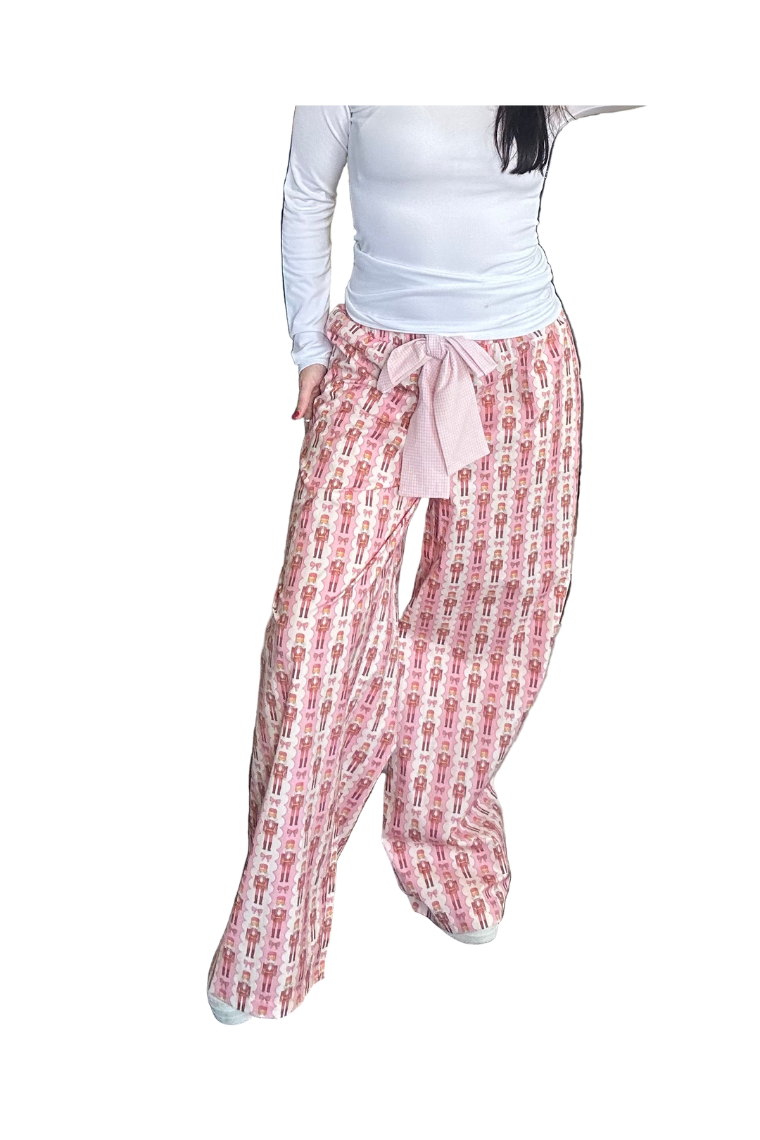 Peach Love Ribbon Tie Pajama Pants – Soft Lounge Style for Everyday Comfort