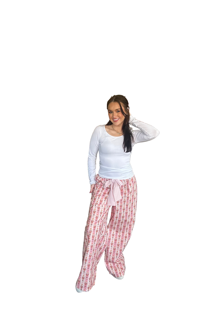 Peach Love Ribbon Tie Pajama Pants – Soft Lounge Style for Everyday Comfort