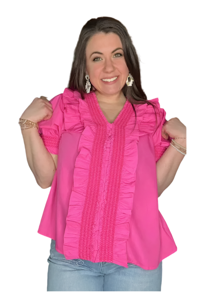 Entro Barbie Pink Ruffle Top - Vintage Dragonfly Boutique