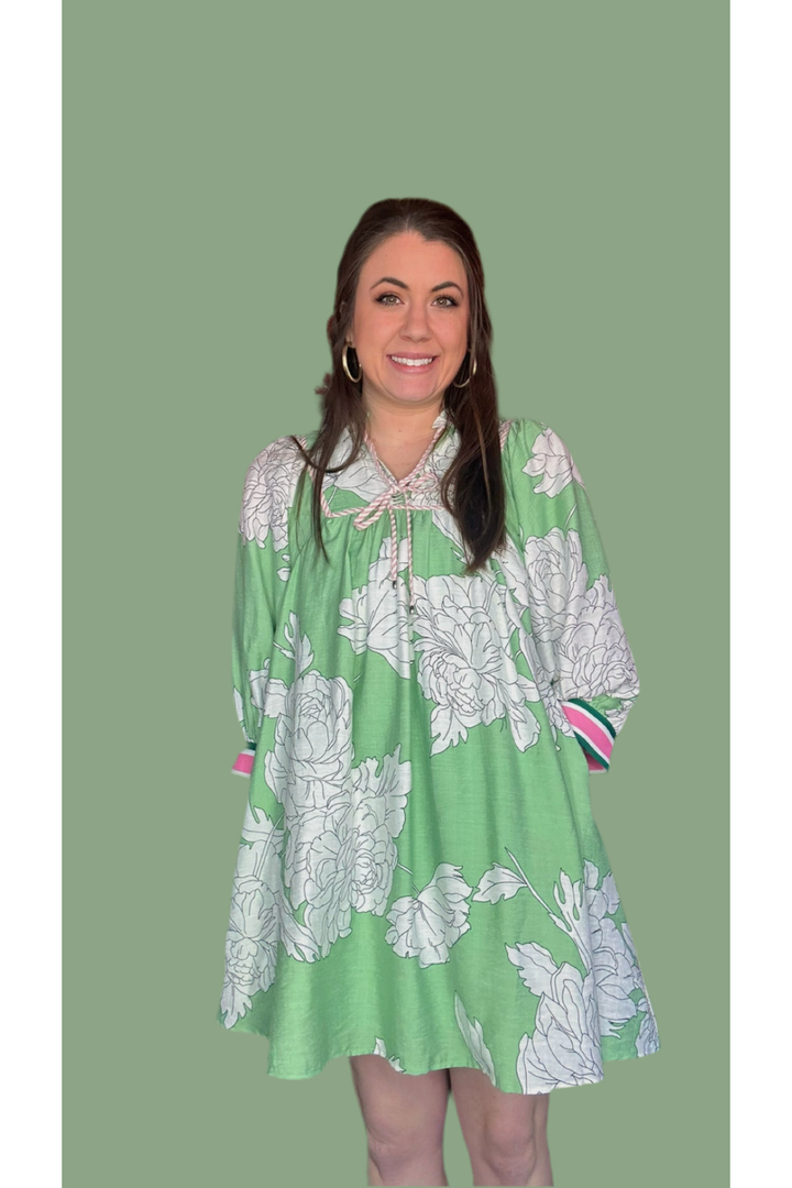 Entro Mint and White  Printed Dress - Vintage Dragonfly Boutique