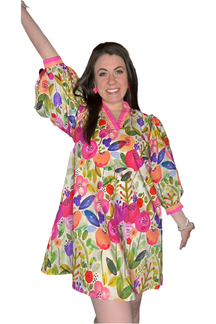 Entro Berry Mix Printed Dress - Vintage Dragonfly Boutique