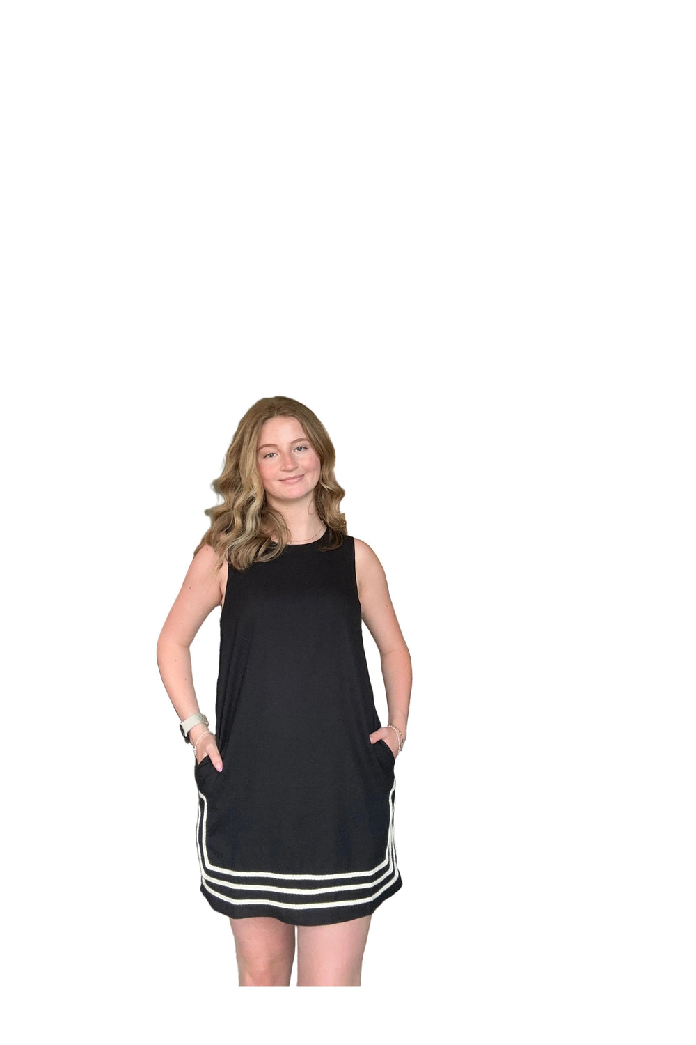 Entro Black Sleeveless Contrast Trim Dress - Vintage Dragonfly Boutique