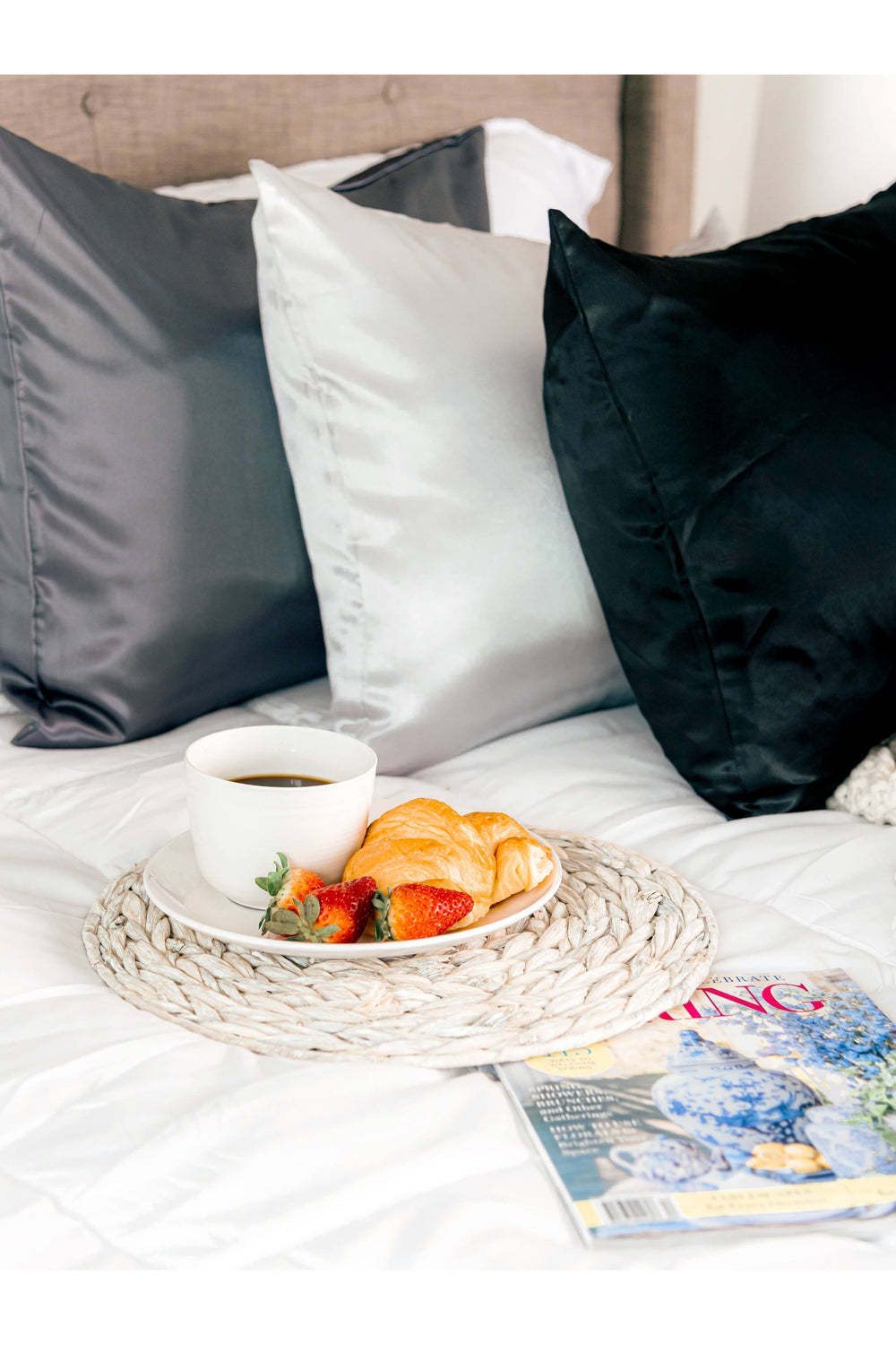 Morning Glamour - STD/QUEEN Satin Pillowcase -Selfcare Essential, perfect gift - Vintage Dragonfly Boutique