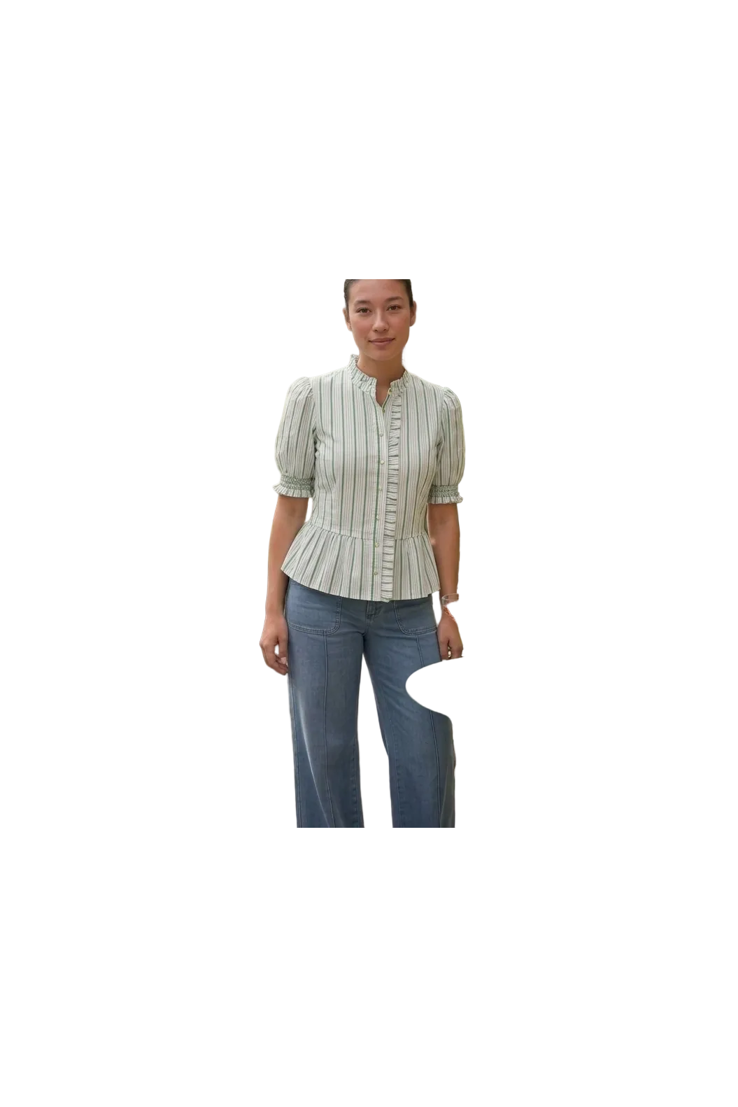 Entro Denim Wide Leg Pants with Horsebit Detail