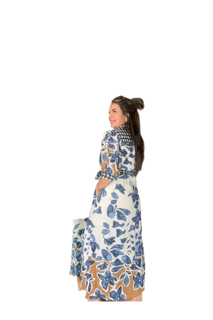 Autumn Bloom Belted Midi Dress - Vintage Dragonfly Boutique