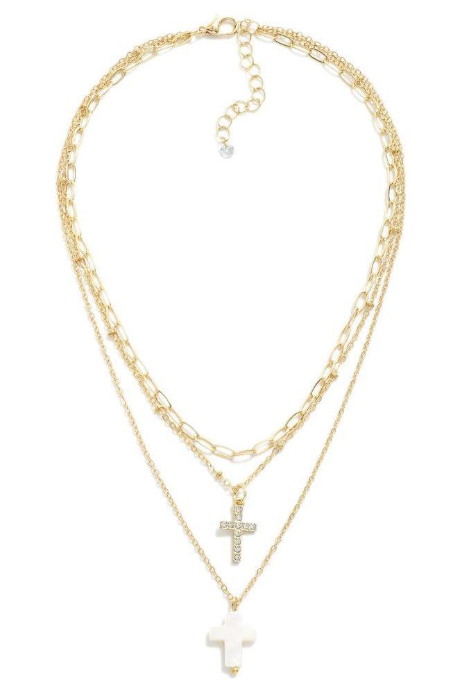Layered Chain Link Cross Necklace - Vintage Dragonfly Boutique