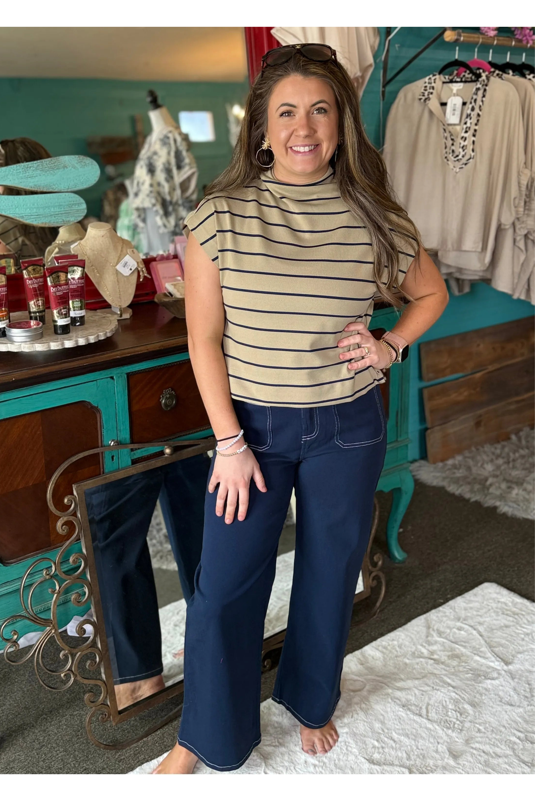 Entro Patch Pocket Stitching Detail Pants - Vintage Dragonfly Boutique
