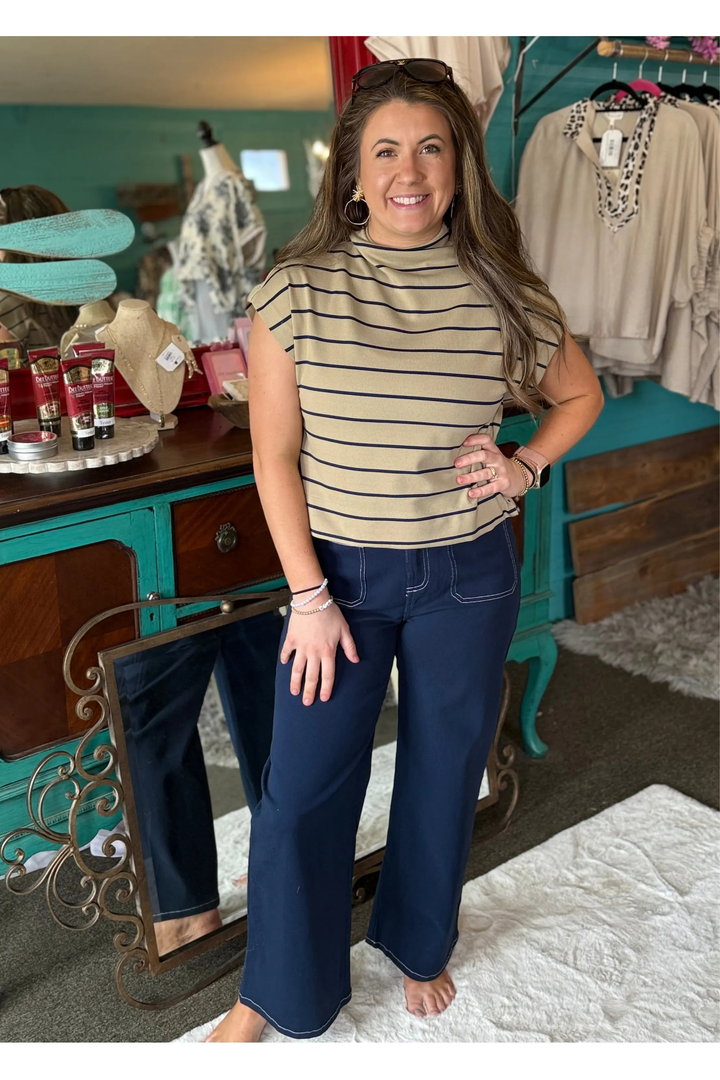 Entro Patch Pocket Stitching Detail Pants - Vintage Dragonfly Boutique