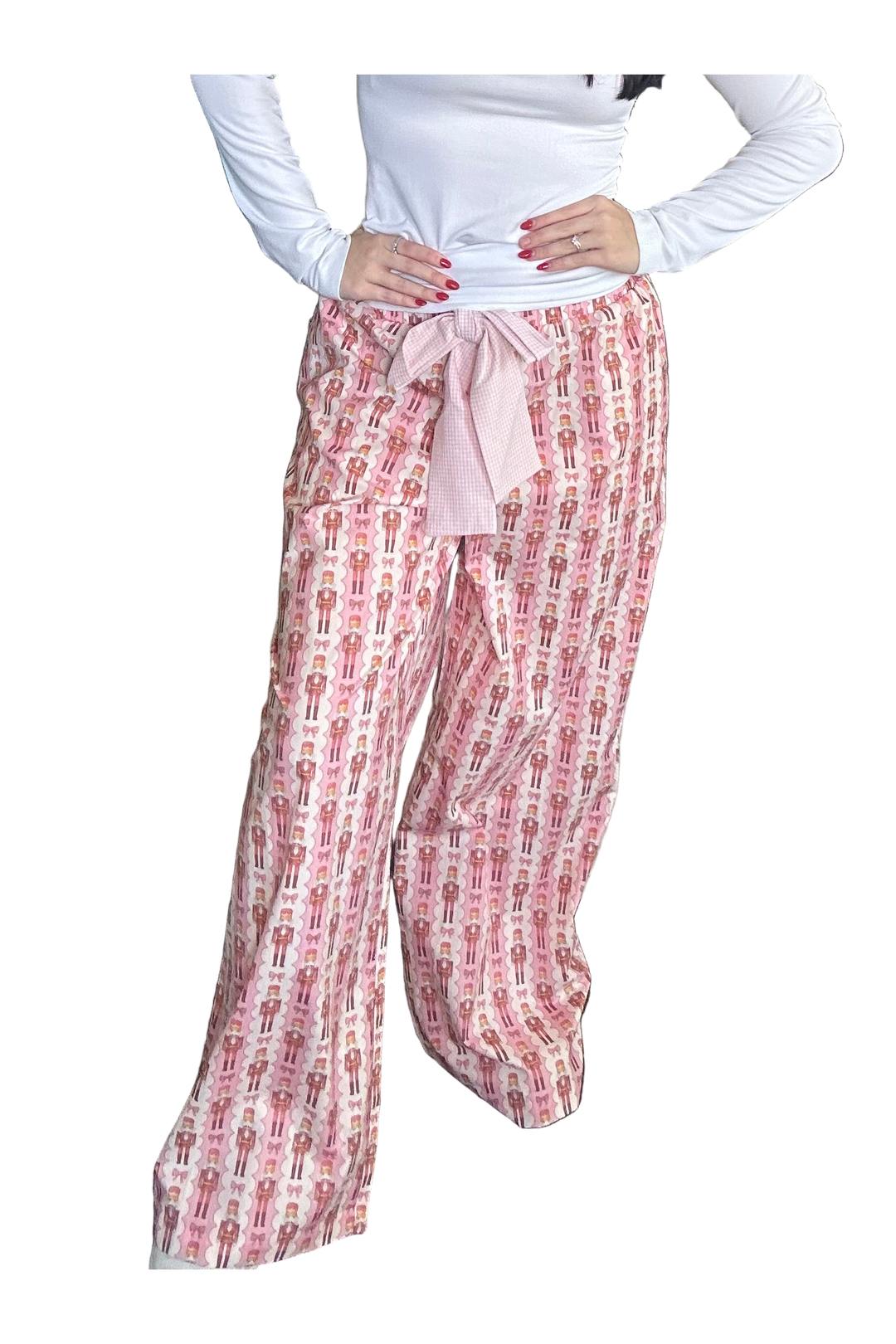 Peach Love Ribbon Tie Pajama Pants – Soft Lounge Style for Everyday Comfort