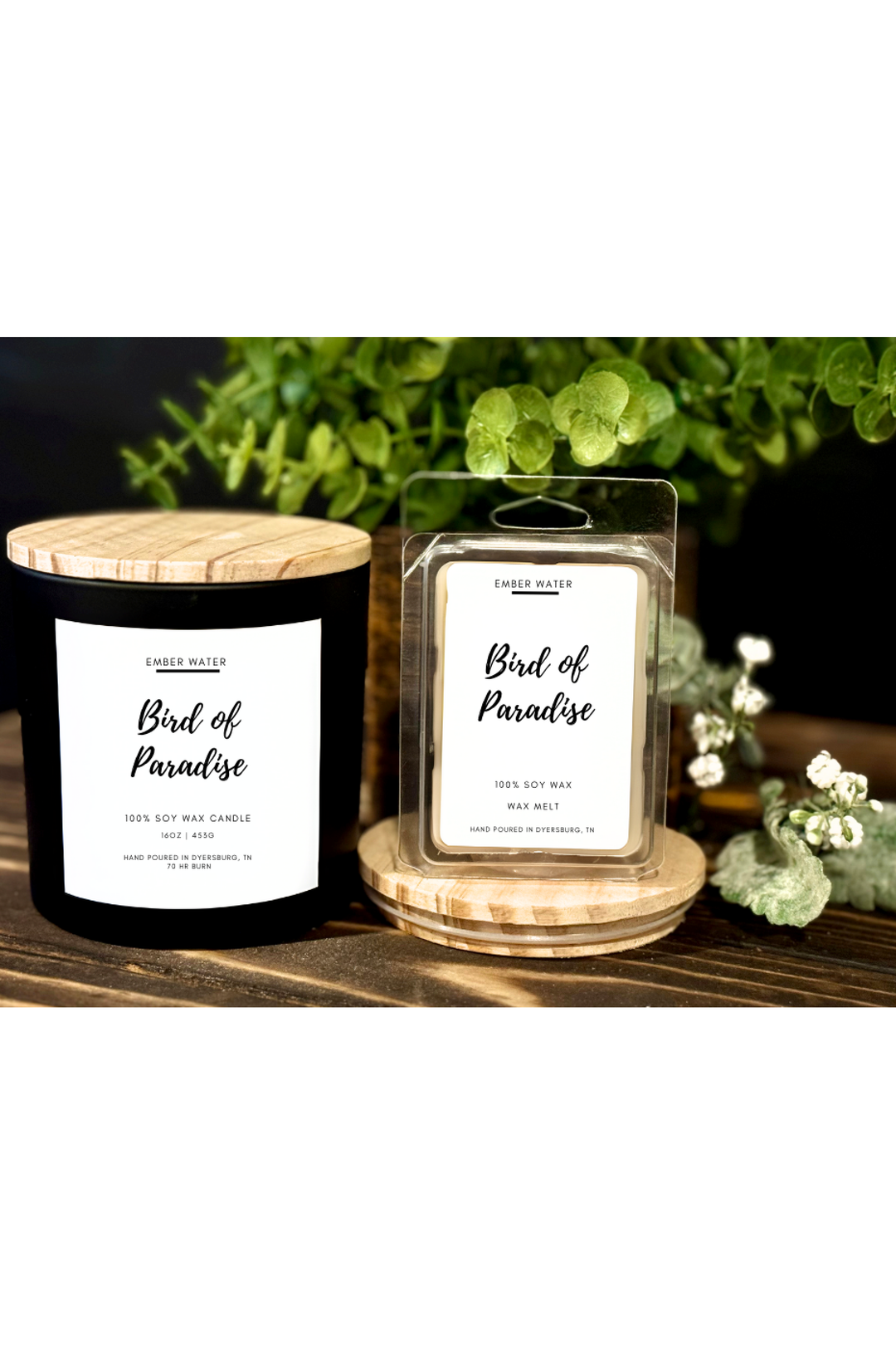 Ember Water - Bird of Paradise 16 oz 100% Soy Candle - Vintage Dragonfly Boutique