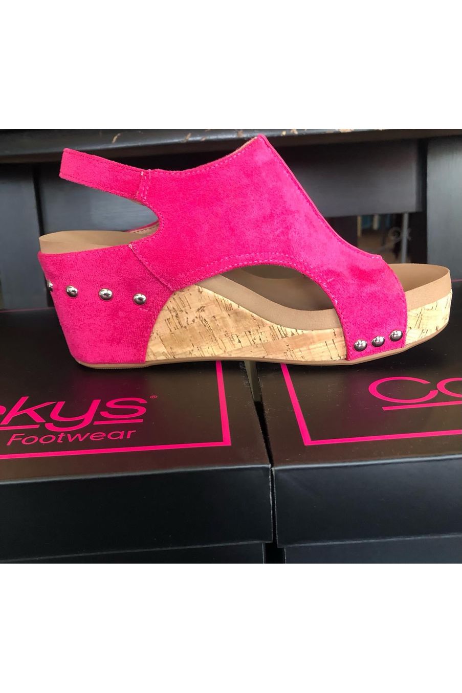 Corky’s Carley Wedges in Fuchsia - Vintage Dragonfly Boutique