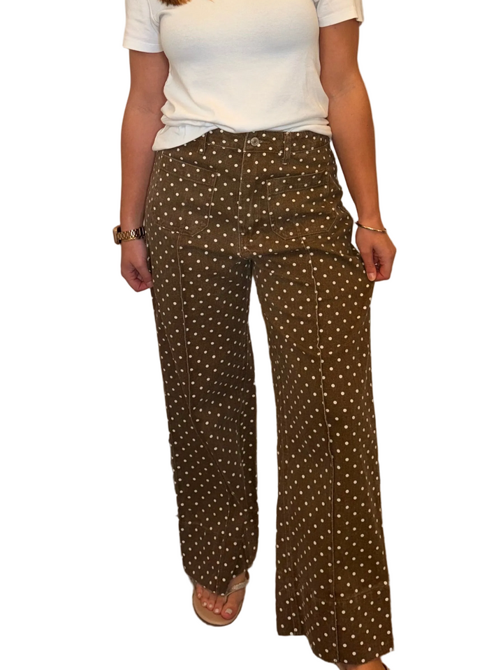 Entro Chocolate Polka Dot Wide Leg Pants