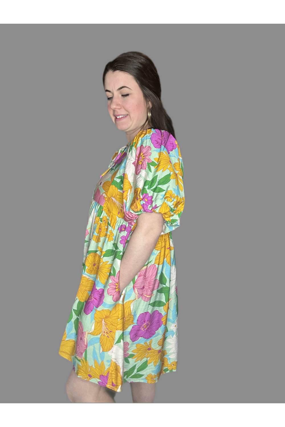 Jodifl Mint Flower Print Babydoll Dress - Vintage Dragonfly Boutique