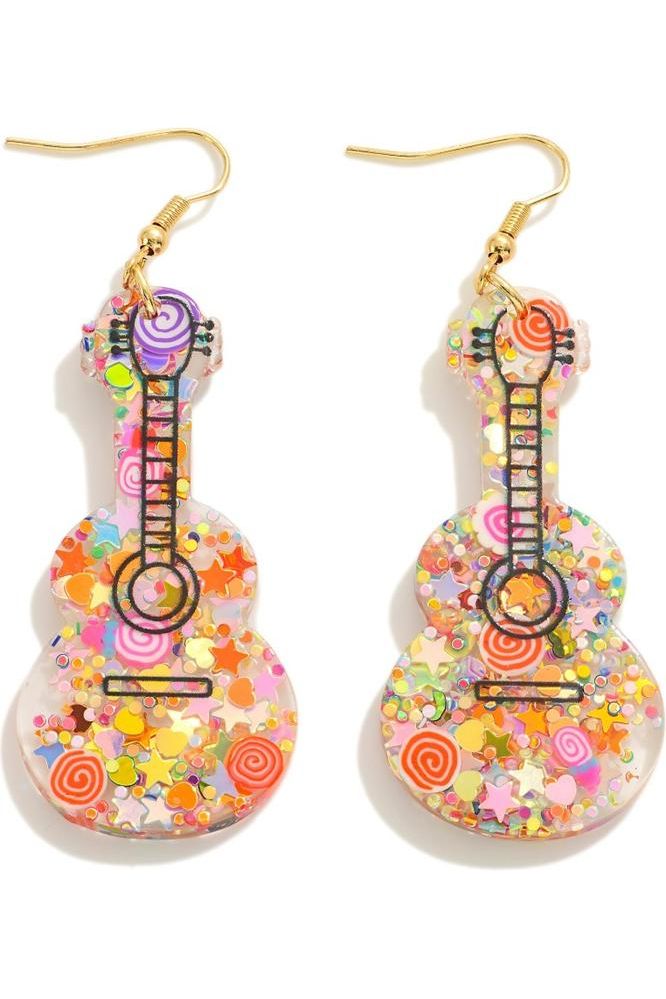 Rock On Glitter Guitar Earrings - Vintage Dragonfly Boutique