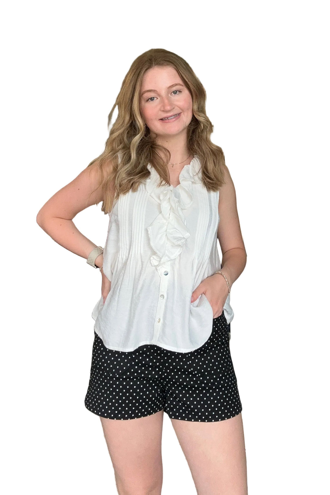 Entro Black Polka Dot High Waist Shorts - Vintage Dragonfly Boutique