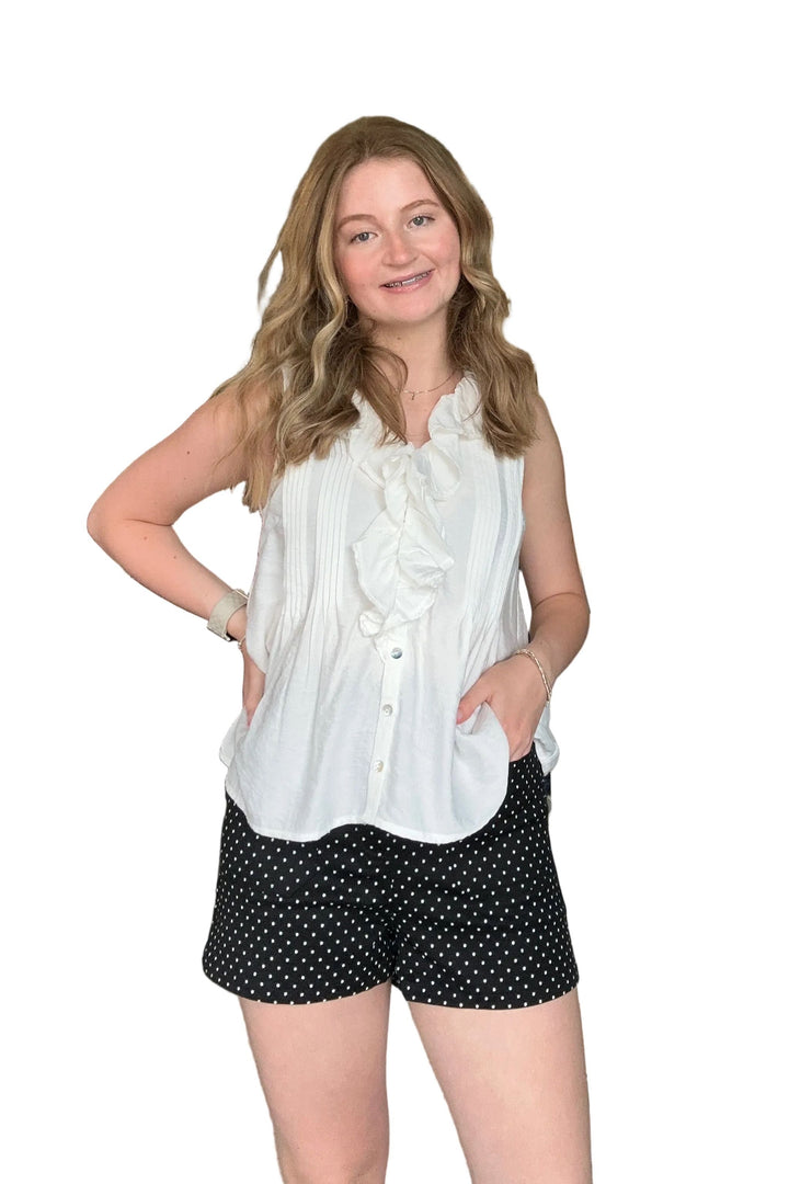 Entro Black Polka Dot High Waist Shorts - Vintage Dragonfly Boutique