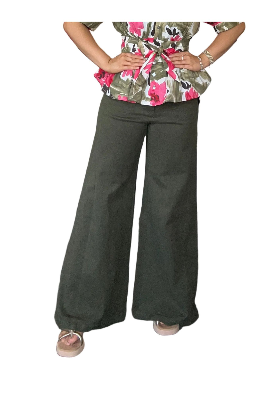 Entro Wide Leg Pants – Olive &amp; Brown | Women’s Fall Pants