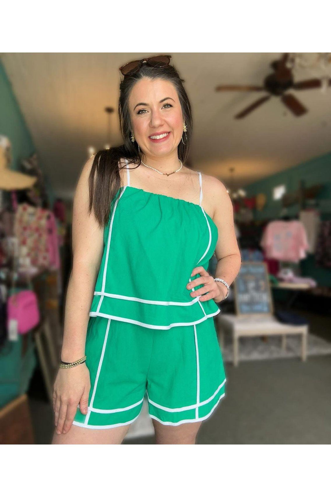 Romper with Solid Tie Straps