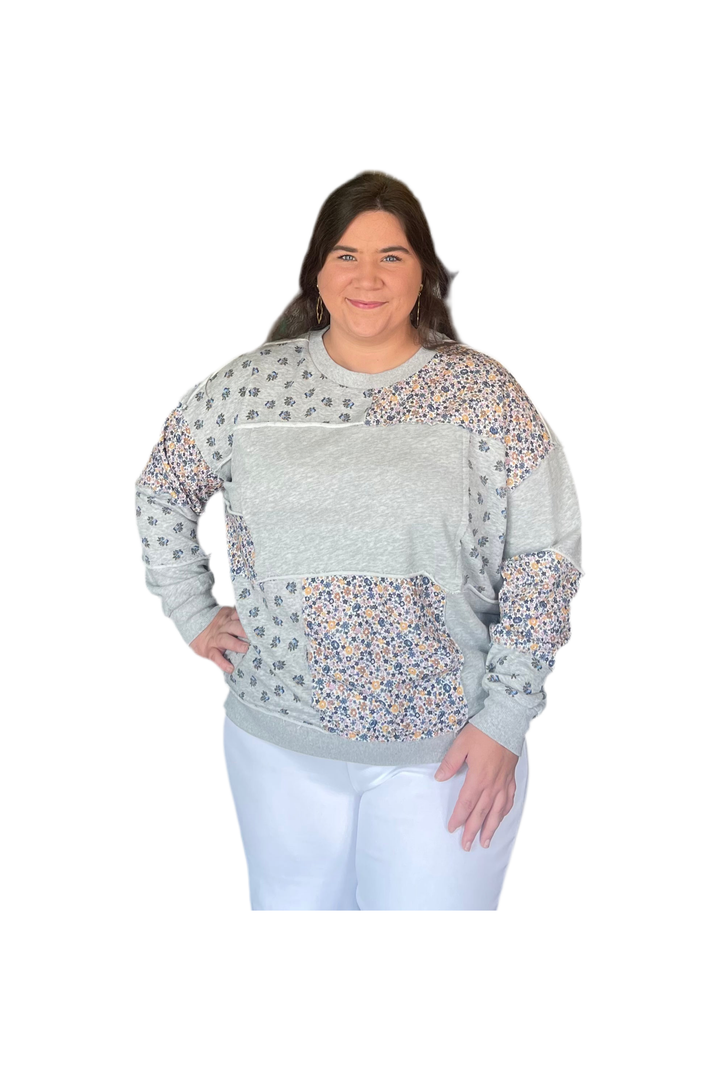 Mixed Patchwork Terry Knit Top