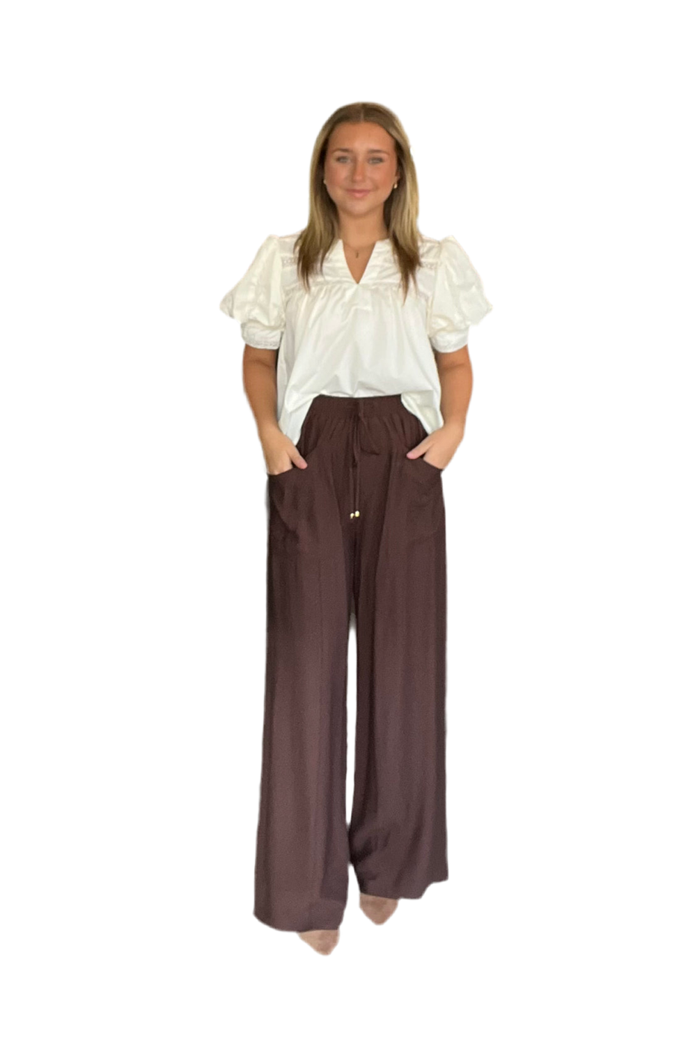 Effortless Wide-Leg Drawstring Pants with Pockets – By Entro - Vintage Dragonfly Boutique