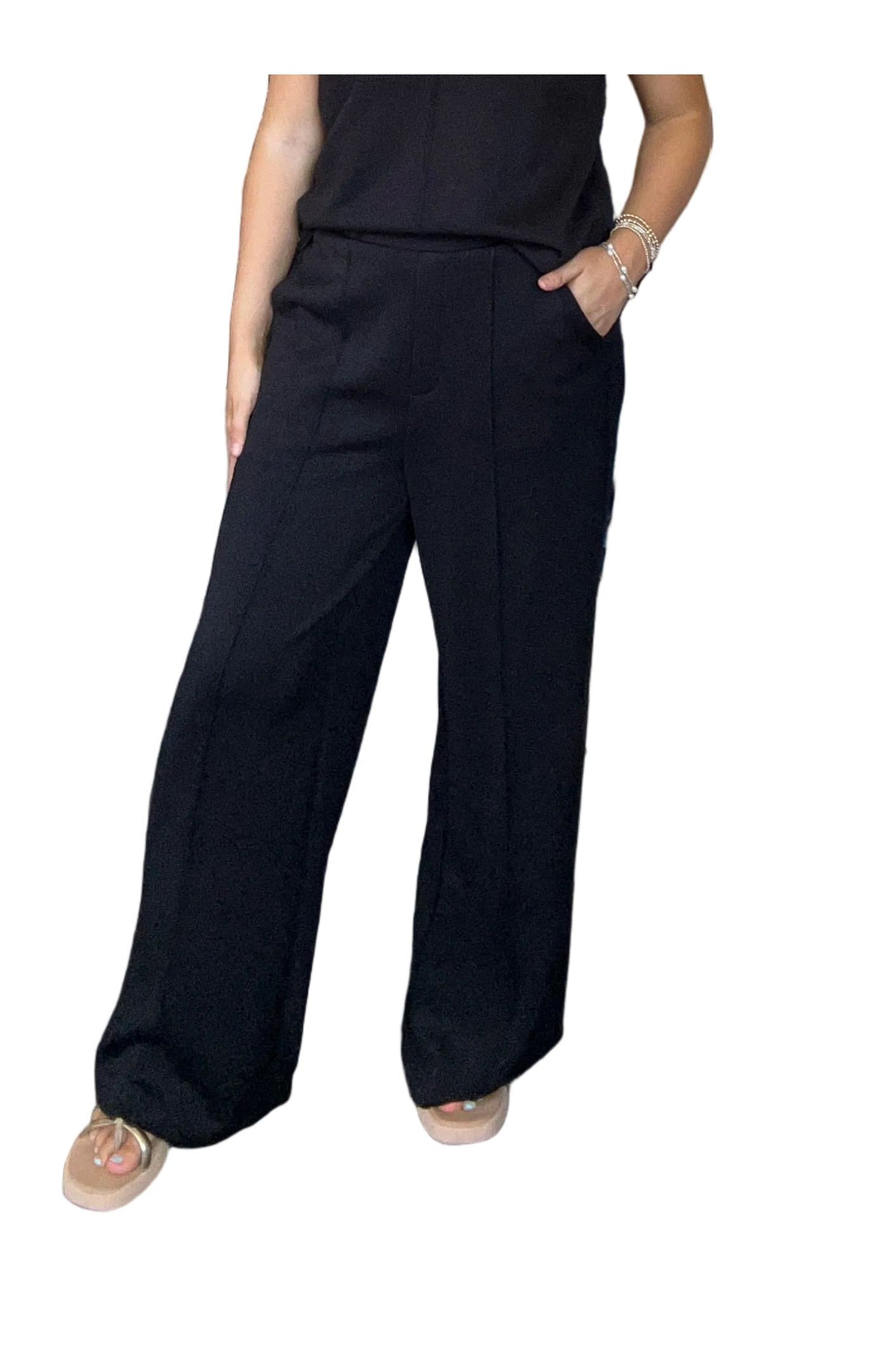 Entro Black Wide Leg Pants | Comfortable Work &amp; Teacher Pants