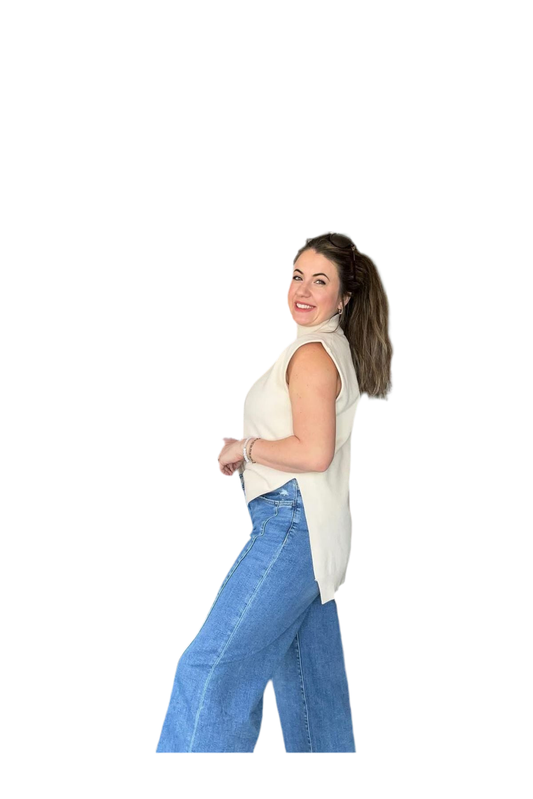 By Entro Sleeveless Mock Neck Knit Sweater – Hi-Lo Cozy Fit - Vintage Dragonfly Boutique