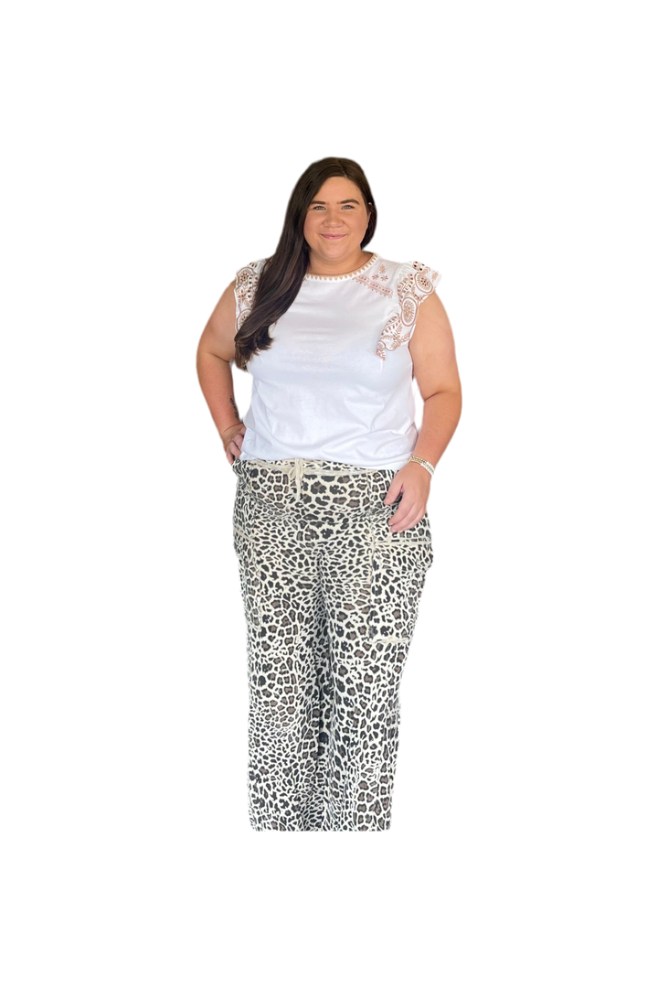 Animal Print Mineral Washed Cargo Pants
