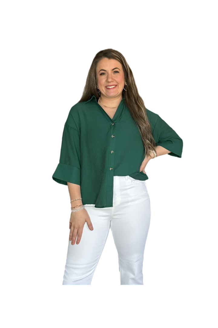 Oversized Button-Down Blouse – Chic, Relaxed, & Confidence-Boosting - Vintage Dragonfly Boutique