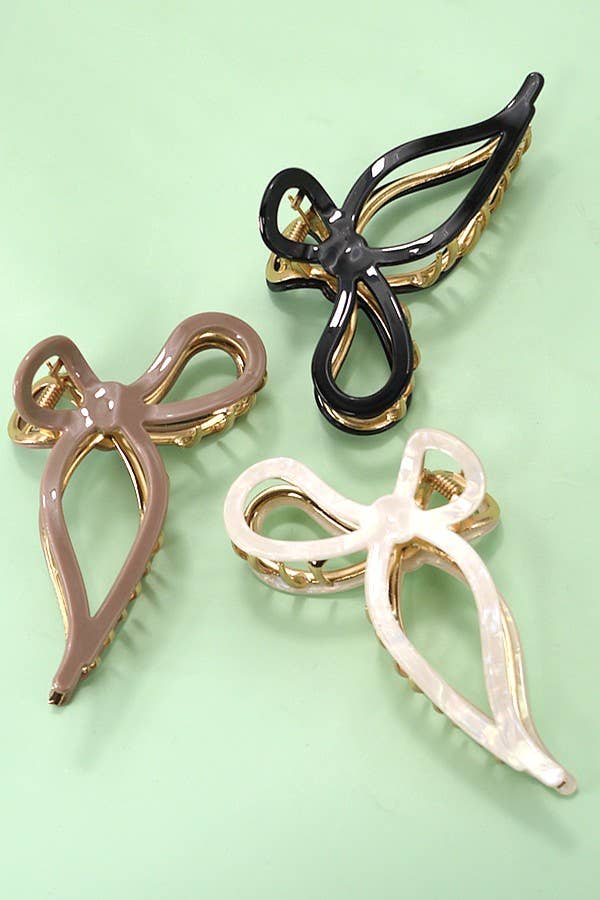 JOSSLYN by wall to wall - JUMBO CELLULOSE CASTING BOW HAIR CLAW CLIPS | Ivory - Vintage Dragonfly Boutique
