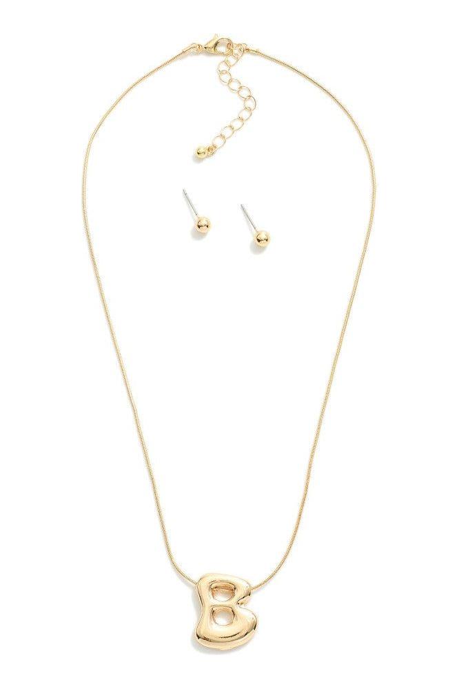Bubble  Initial Pendant Necklace Set - Vintage Dragonfly Boutique