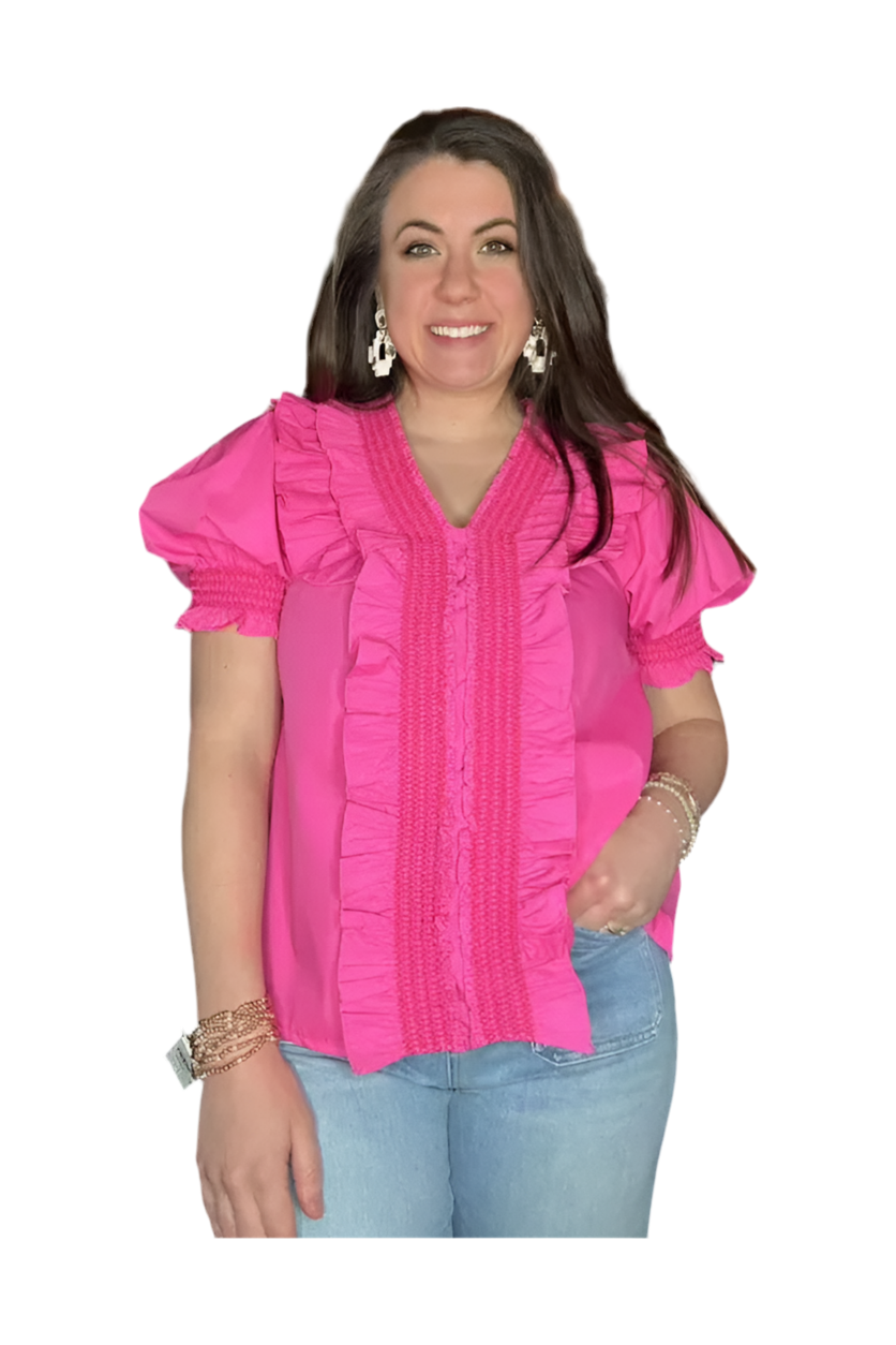 Entro Barbie Pink Ruffle Top - Vintage Dragonfly Boutique