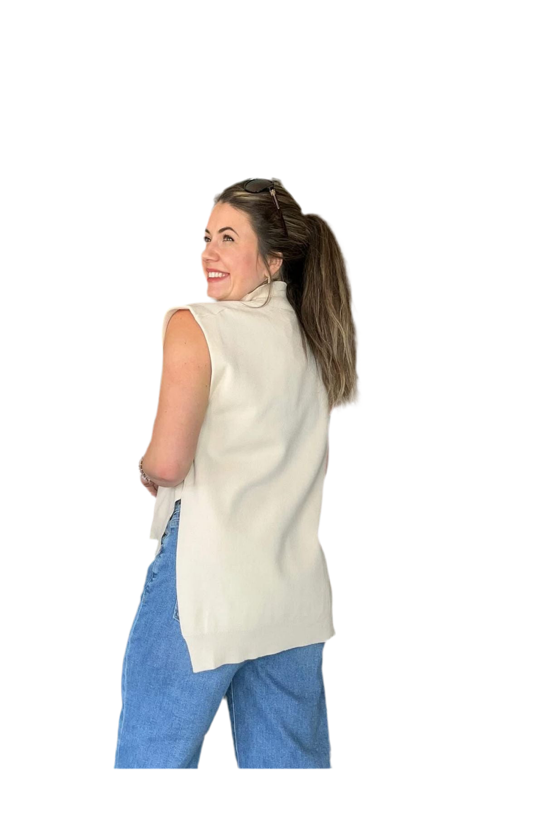 By Entro Sleeveless Mock Neck Knit Sweater – Hi-Lo Cozy Fit - Vintage Dragonfly Boutique