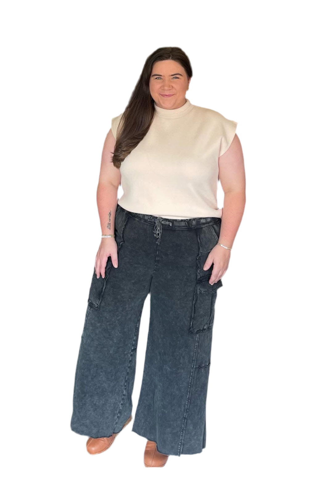 Mineral Washed Wide Leg Cargo Pants – Comfy Cool by Easel - Vintage Dragonfly Boutique