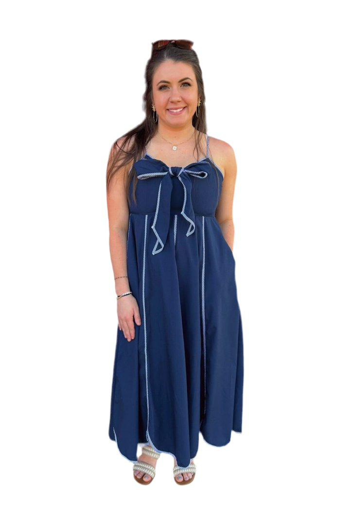 Entro Navy Bow Front Dress
