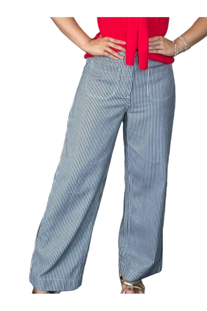 Entro Black Striped Wide Leg Pants | Women’s Boutique Pants
