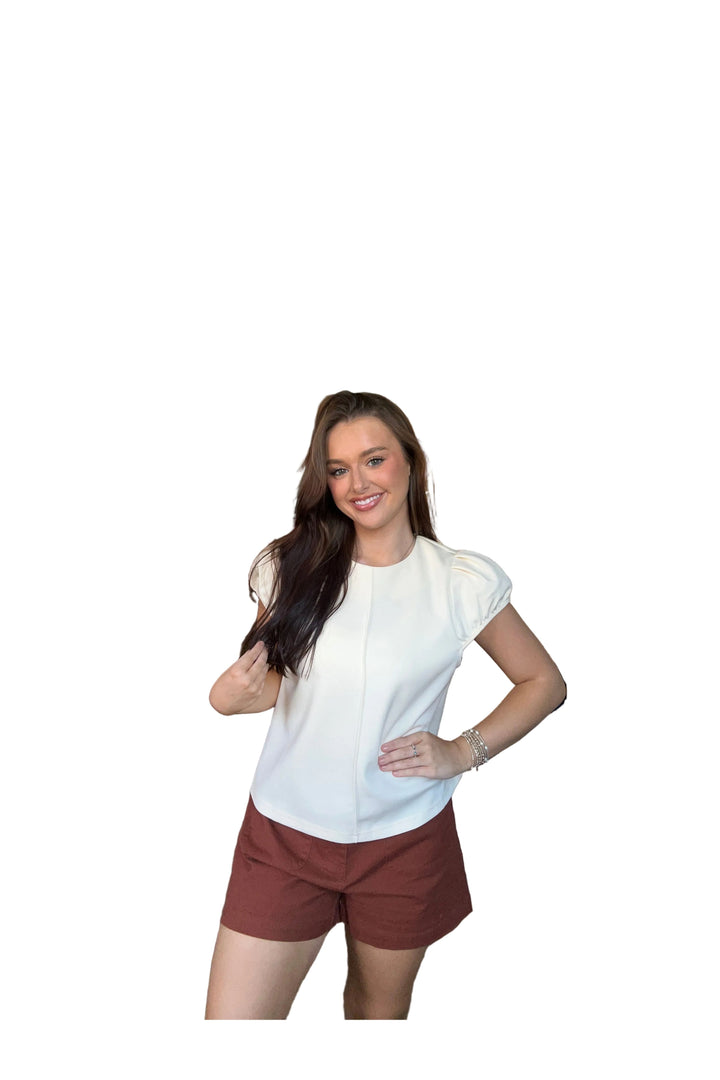 Entro Puff Sleeve Blouse in Ecru or Martini Olive - Vintage Dragonfly Boutique