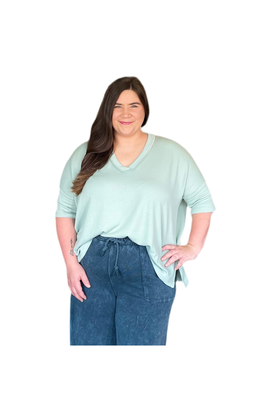 V-neck Ribbed Essential Tee