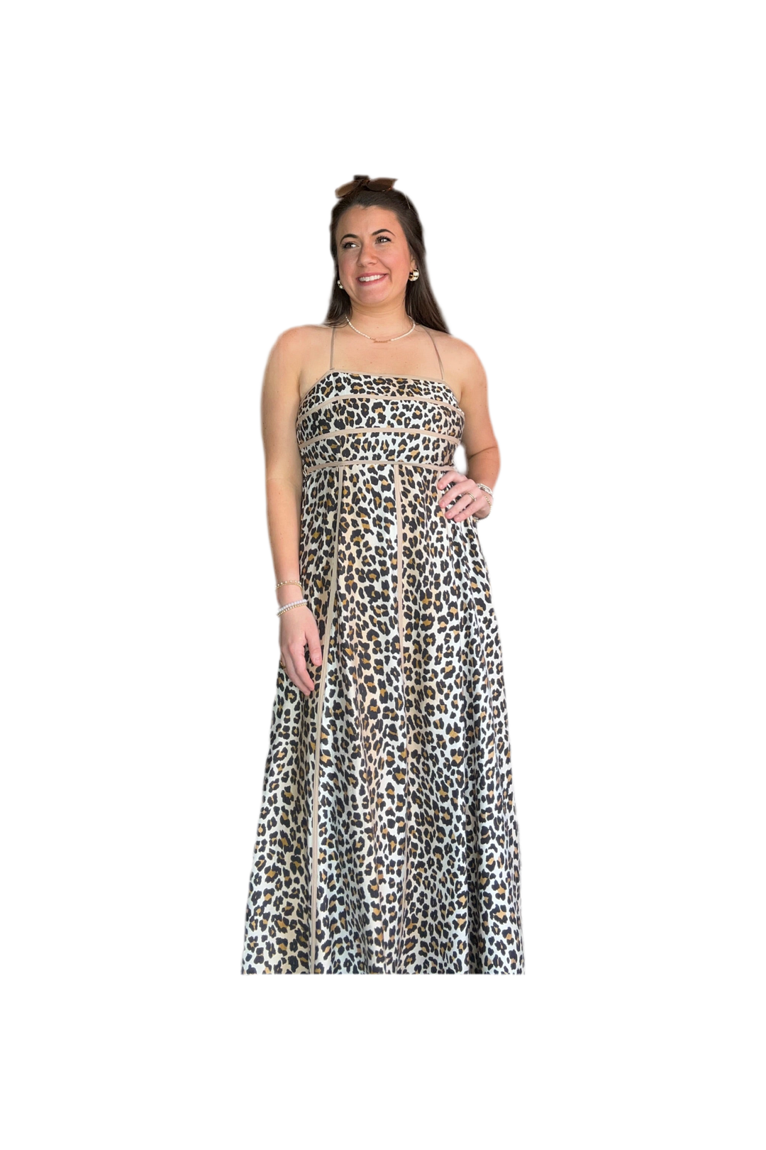 Leopard Print Spagetti Strap Midi Dress