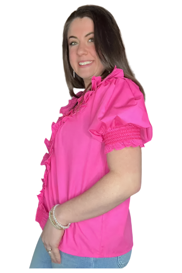 Entro Barbie Pink Ruffle Top - Vintage Dragonfly Boutique